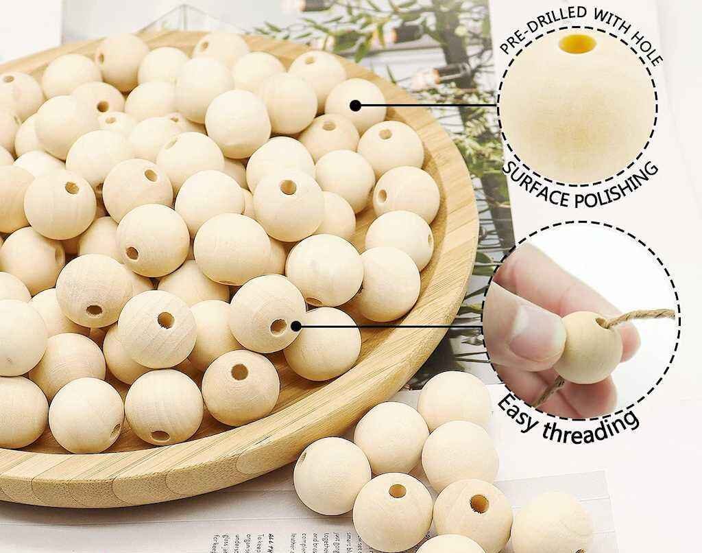 20 mm wooden balls with holes for crafts