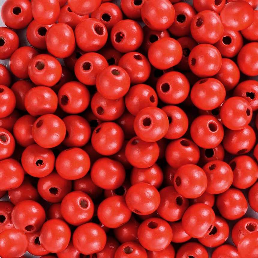 red wooden balls