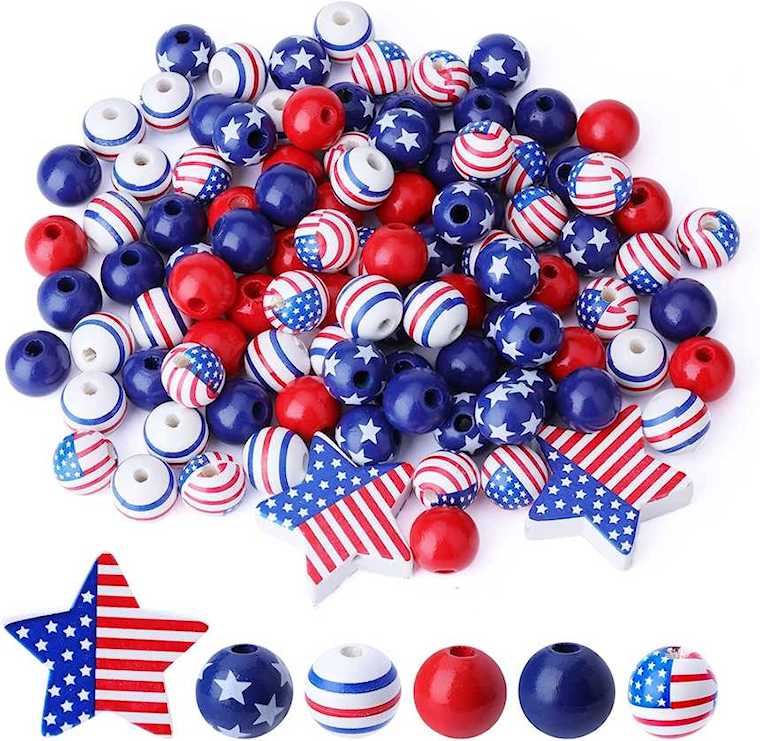 independence day wooden beads