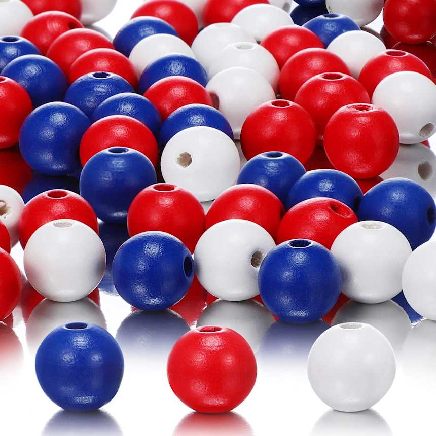 patriotic wooden beads