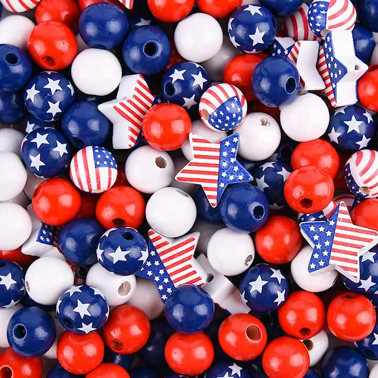 july 4th wooden beads