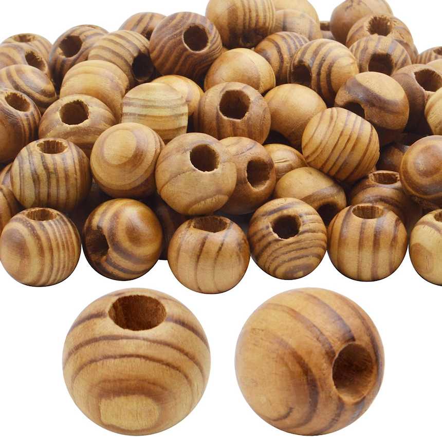 wooden balls with holes