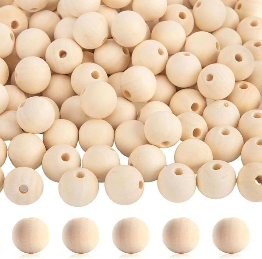 unpainted wooden beads