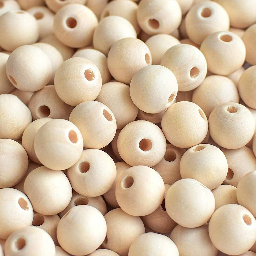 untreated wooden beads