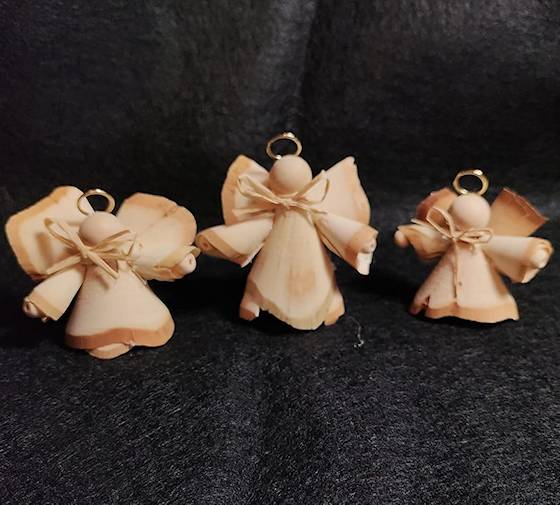 three angels crafted using 20mm wooden balls