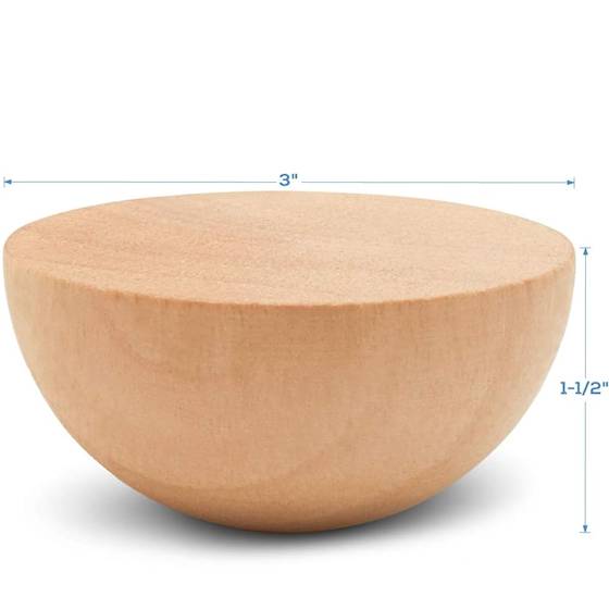 3 solid split wooden balls