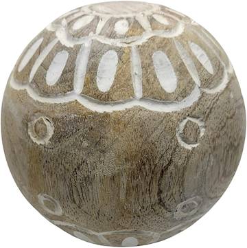 4 inch decorative carved wood ball