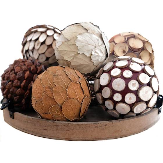 large decorative wooden balls