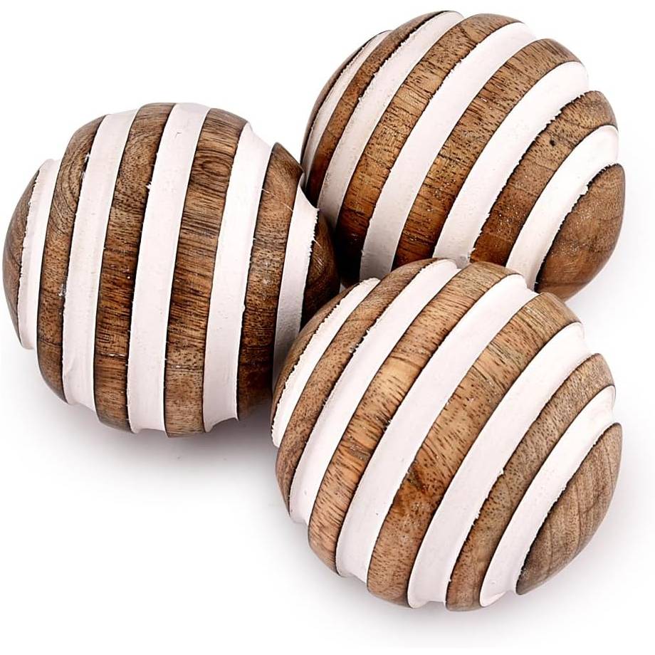 decorative wood orbs