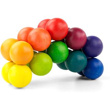 rainbow colored wood balls toy