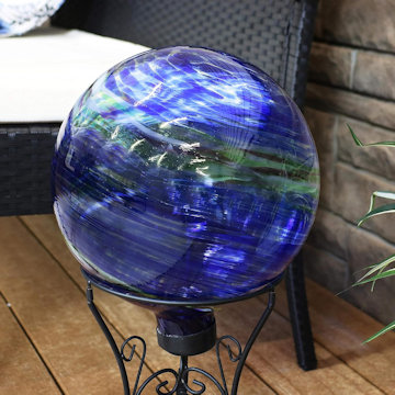 blue glass gazing ball