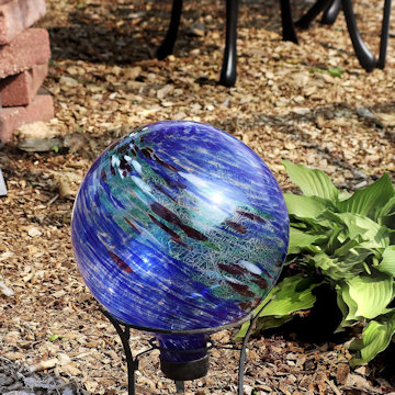 blue glass gazing ball