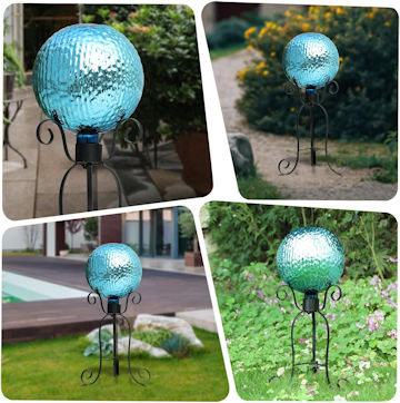 blue glass balls for garden