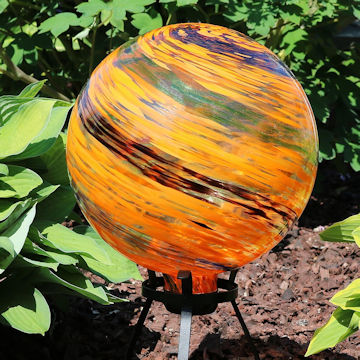 orange garden gazing ball