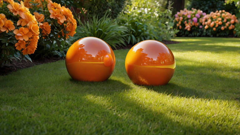 orange gazing balls