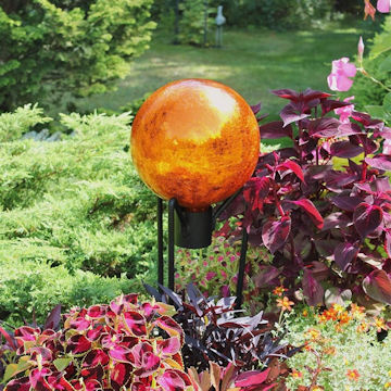 orange glass gazing ball