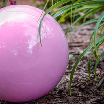 pink garden gazing ball