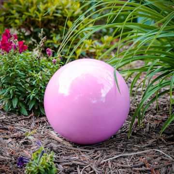 pink garden gazing ball