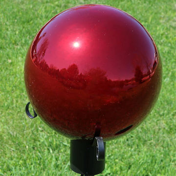 red glass gazing ball