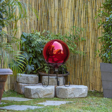 red garden gazing ball