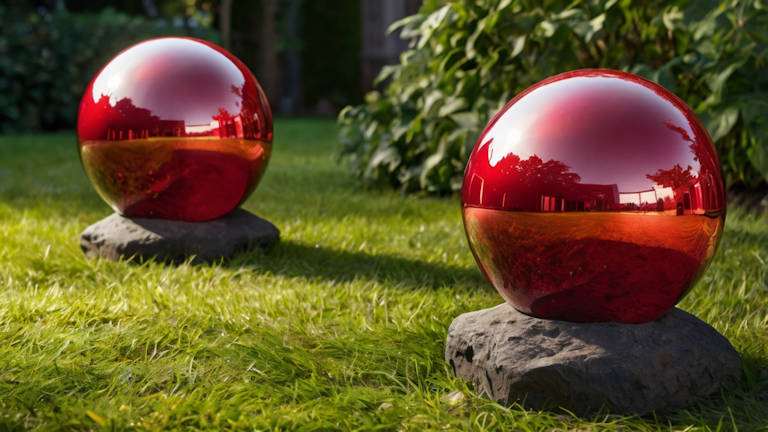 red gazing balls