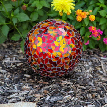 mosaic red gazing ball