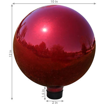 red glass gazing ball