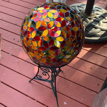 mosaic red gazing ball