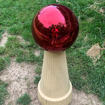 red garden gazing ball