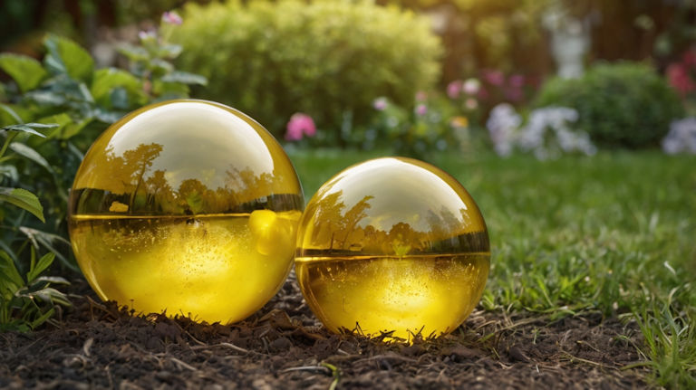 yellow gazing balls